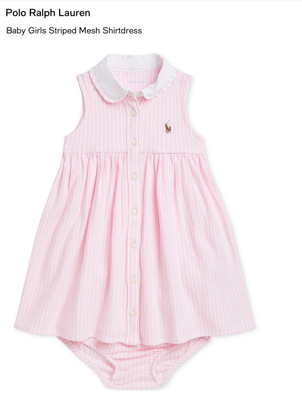 Ralph Lauren Pink and White Striped Baby Shirtdress